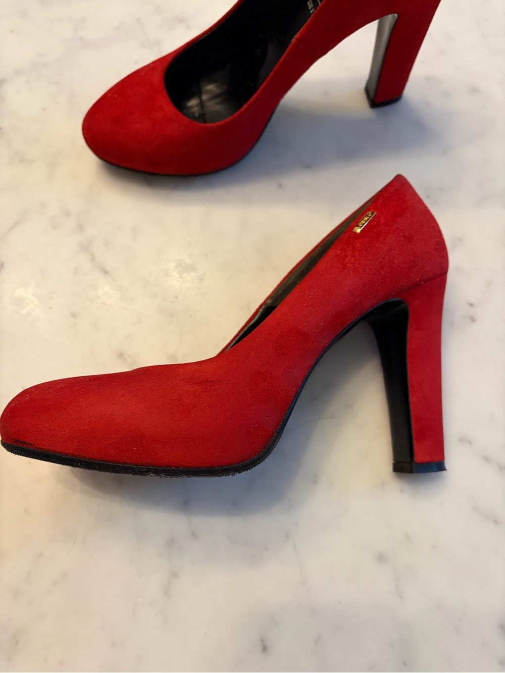 loriblu luxury Italian Designer Red‎ Suede Heels Size 38 - Picture 3 of 16